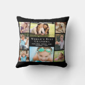 世界のおばあちゃん最高のフォトコラージュブラック クッション (裏面)