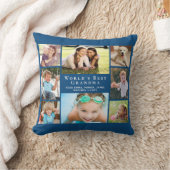 世界のおばあちゃん最高のフォトコラージュブルー クッション (ブランケット)
