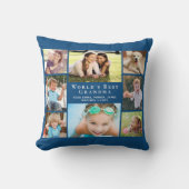 世界のおばあちゃん最高のフォトコラージュブルー クッション (正面)