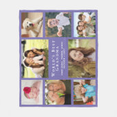 世界のおばあちゃん最高のフォトコラージュ紫 フリースブランケット (正面)