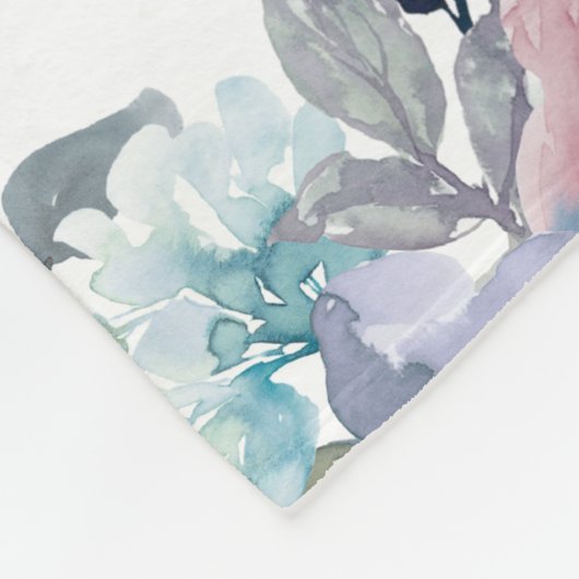 世界のおばあちゃん最高のフローラダスティブルーピンクのフレック フリースブランケット (角)