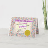 世界のおばあちゃん最高の賞証券を作る カード (正面)