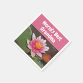 世界のおばあちゃん最高の鮮やかなピンクの水のユリの花 スタンダードカクテルナプキン (角)