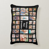 世界のおばあちゃん最高の32家族フォトコラージブラック アクセントクッション (裏面(縦))