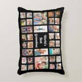 世界のおばあちゃん最高の32家族フォトコラージブラック アクセントクッション (正面(垂直))
