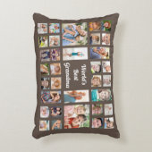 世界のおばあちゃん最高の32家族フォトコラージュブラウン アクセントクッション (正面(垂直))