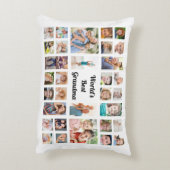 世界のおばあちゃん最高の32家族写真コラージホワイト アクセントクッション (裏面(縦))