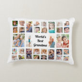 世界のおばあちゃん最高の32家族写真コラージホワイト アクセントクッション (裏面)