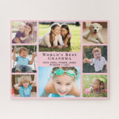 世界のおばあちゃん最高の8フォトコラージュピンク ジグソーパズル (横)