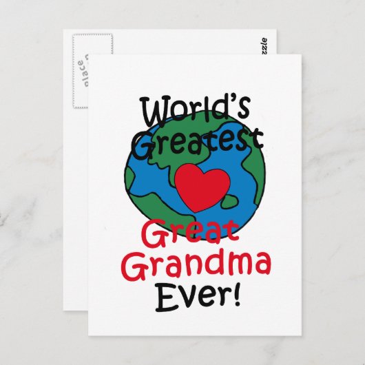 世界のおばあもっとも偉大素晴らしちゃんハート ポストカード (正面/裏面)
