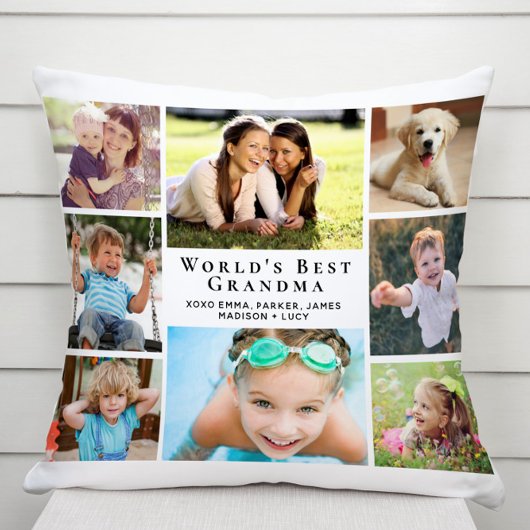 世界のおばあ最高のあちゃんコラージュパーソナライズされた クッション