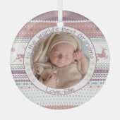 世界のおばあ最高のちゃん北欧トナカイベビー写真 ガラスオーナメント (正面)