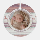 世界のおばあ最高のちゃん北欧トナカイベビー写真 ガラスオーナメント (裏面)