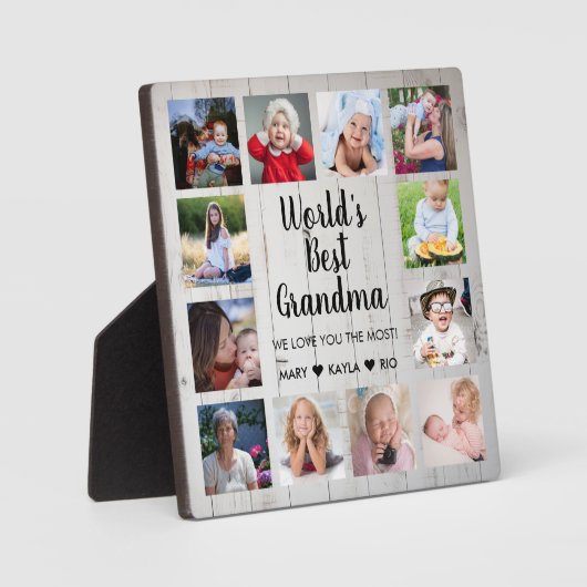 世界のおばあ最高のちゃん孫12フォトコラージュ フォトプラーク (正面)