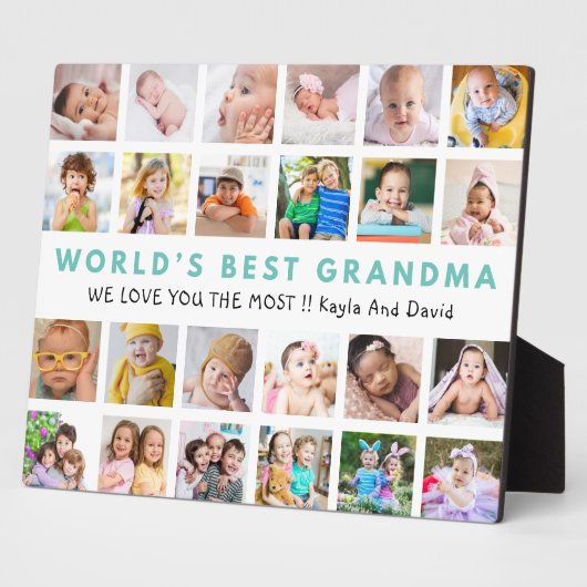 世界のおばあ最高のちゃん孫24写真コラージュ フォトプラーク (側面)