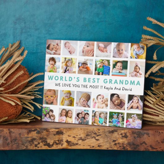 世界のおばあ最高のちゃん孫24写真コラージュ フォトプラーク (側面)