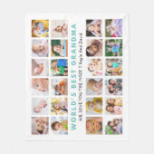 世界のおばあ最高のちゃん孫24写真コラージュ フリースブランケット (正面)