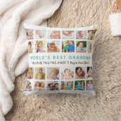 世界のおばあ最高のちゃん孫24写真ティール（緑がかった色） クッション (ブランケット)