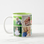 世界のおばあ最高のちゃん孫9フォトコラージュ ツートーンマグカップ (左)