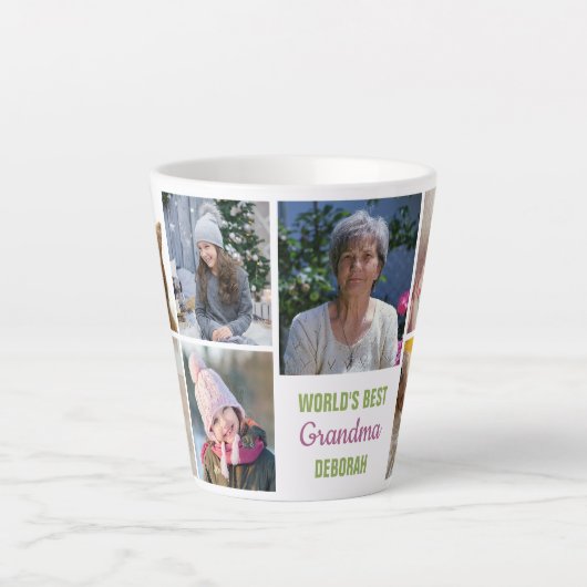 世界のおばあ最高のちゃんInstagramフォトコラージュ名 カフェラテマグ (正面)