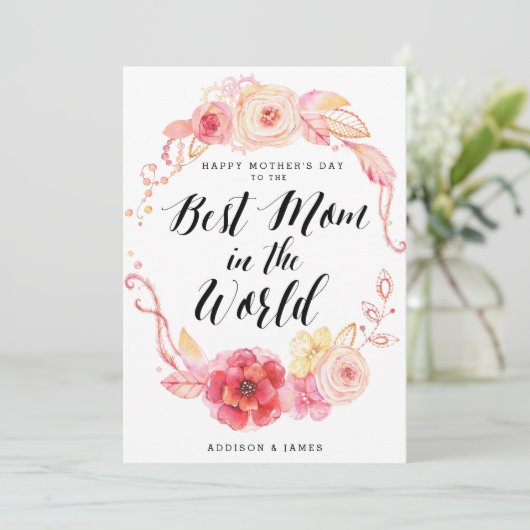 世界のお母さん最高のに幸せな母の日カード カード (スタンド正面)