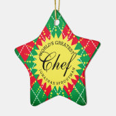 世界のすばらしいシェフのアーガイル柄のなクリスマスのオーナメント セラミックオーナメント (左)