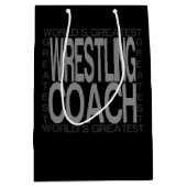 世界のすばらしいレスリングのコーチ ミディアムペーパーバッグ (正面)