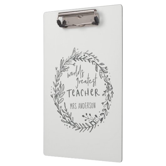 世界のすばらしい先生の手描きのリース クリップボード (左)