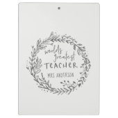 世界のすばらしい先生の手描きのリース クリップボード (裏面)