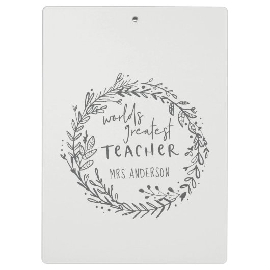 世界のすばらしい先生の手描きのリース クリップボード (裏面)