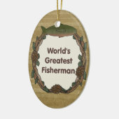 世界のすばらしい漁師のおもしろいな魚釣り セラミックオーナメント (左)