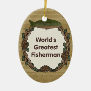 世界のすばらしい漁師のおもしろいな魚釣り セラミックオーナメント