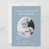 世界のほこりっぽい青の新生児の誕生へようこそ 案内状 (正面)