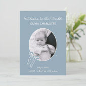 世界のほこりっぽい青の新生児の誕生へようこそ 案内状 (スタンド正面)