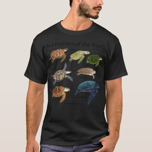 世界のウミガメの仲間たち Tシャツ (正面)