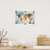 世界のエアアフリケの地図 ポスター (キッチン)