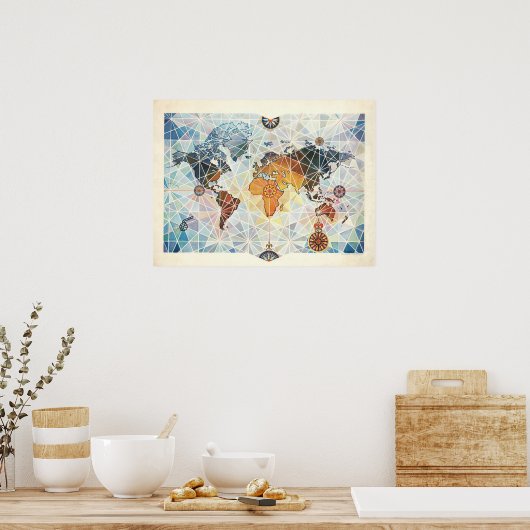 世界のエアアフリケの地図 ポスター (キッチン)