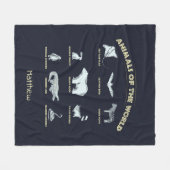 世界のエキゾチック野生動物の名前の動物 フリースブランケット (正面(横))