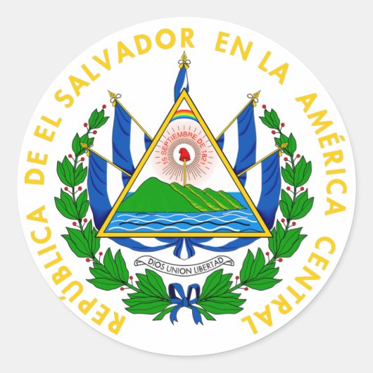 世界のエルサルバドル国旗の紋章 ラウンドシール (正面)