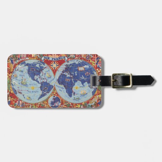 世界のエールフランスの地図 ラゲッジタグ (正面横)