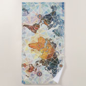 世界のエール・アフリックの地図 ビーチタオル (正面)