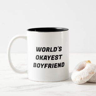 世界のオケイエストボーイフレンドおもしろいタイポグラフィマグ ツートーンマグカップ
