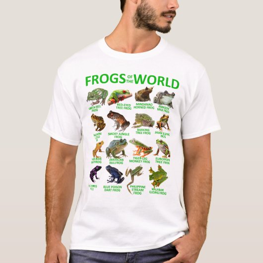 世界のカエルLove Frogs Herpetology Kids Tシャツ (正面)