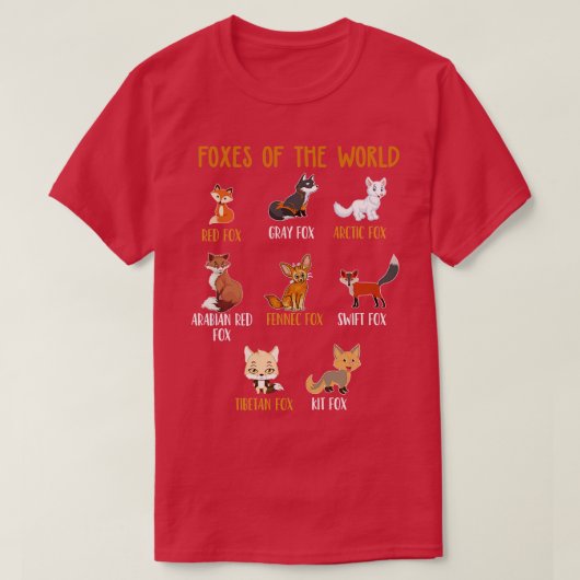 世界のキツネ動物おもしろいキツネ教育 Tシャツ (デザイン正面)