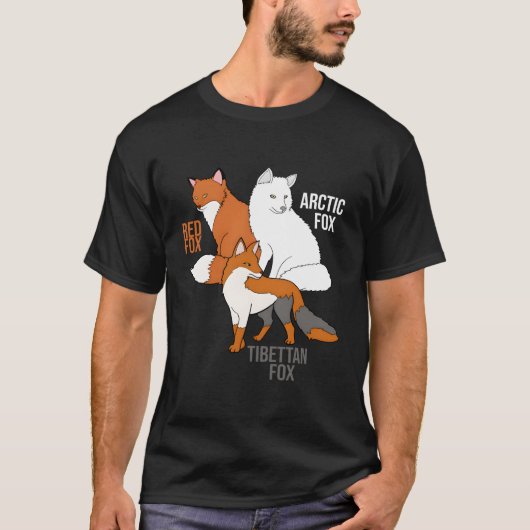世界のキツネ動物おもしろいキツネ教育 Tシャツ (正面)