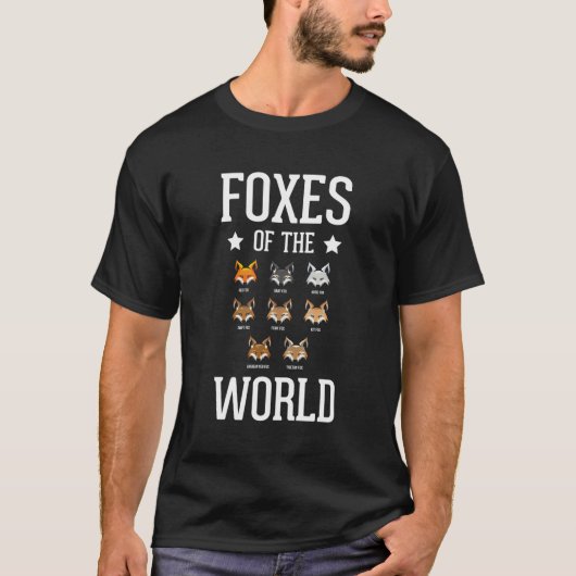 世界のキツネ動物おもしろいキツネ教育 Tシャツ (正面)