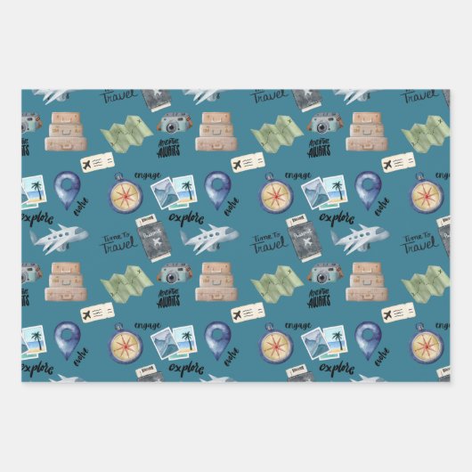 世界のギフトラップを探索する ラッピングペーパーシート (正面3)