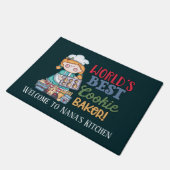 世界のクッキー最高のベーカーナキッチン ドアマット (アングル)