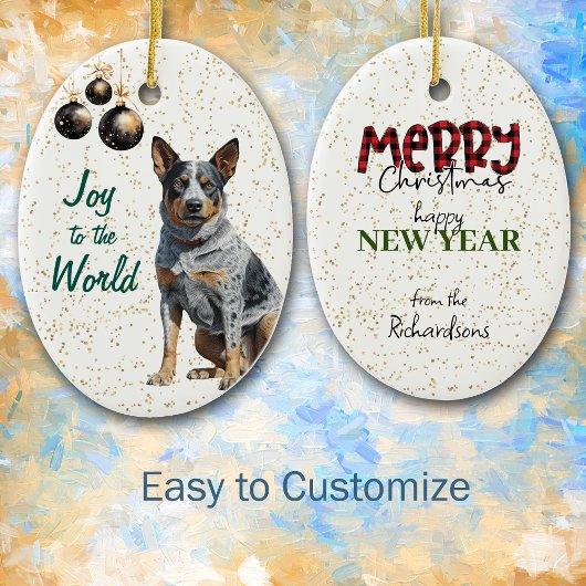 世界のクリスマスにオーストラリアの牛の犬の喜び セラミックオーナメント