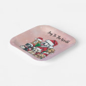 世界のクリスマスにサンタ・ドッグが喜ぶ ペーパープレート (傾斜あり)